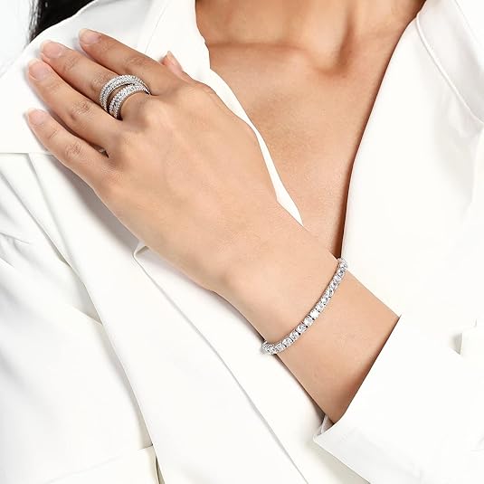 14K White Gold Lab-Grown Diamond Tennis Bracelet — 7.00 CTW (7")